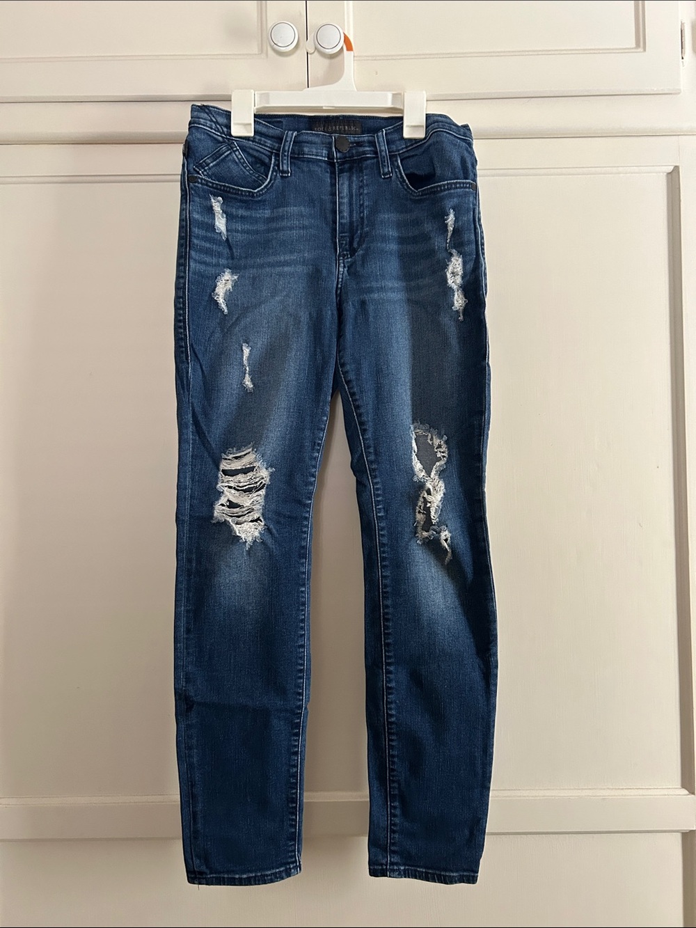 Rock & Republic Dark Blue Distressed Women's Jeans Size 10